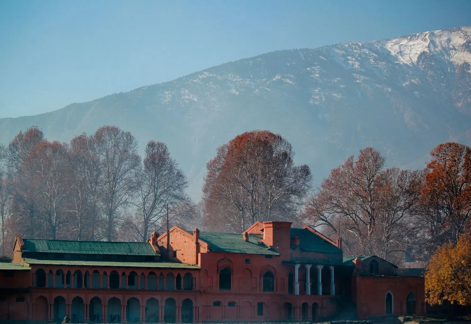 Chitral Fort beside the river in autumn
